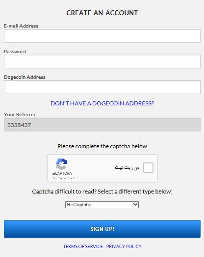 آموزش عضویت در سایت FreeDogecoin